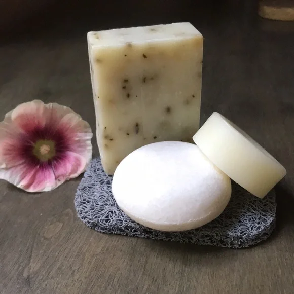 Set of 3 PEPPERMINT CANDY shampoo bar & conditioner bar glycerin cleansing soap - Picture 5 of 6